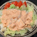炭火焼き鳥 琥珀 - ベチャベチャのサラダ