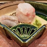 御料理 寺沢 - 寒鮃の造り 縁側添え