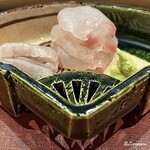 御料理 寺沢 - 寒鮃の造り 縁側添え