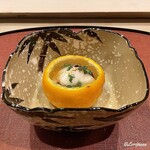 御料理 寺沢 - 天然とら河豚の焼白子の柚子釜