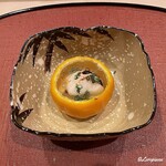 御料理 寺沢 - 天然とら河豚の焼白子の柚子釜