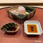 御料理 寺沢 - 寒鮃の造り 縁側添え