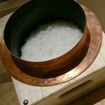 やさい家めい - 京丹後の銀シャリ。大豆梅塩唐辛子のお出しと一緒に食べます。美味！