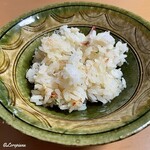 御料理 寺沢 - 翌日の夜にいただいたオミヤの毛蟹の炊き込みごはん