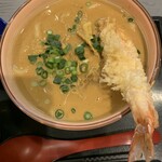 手打 しまだ - エビ天+肉カレースープうどん