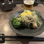 近江雞料理 Kibariya - 菜の花と鶏肉のお浸し　さっぱりおいしくいただきました