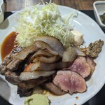 ナカガワ☆スエ食堂 - 合鴨肉のソテーとラム肉ソテーの合盛り