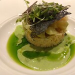 ビストロ  シピ - 帆立とズッキーニ、クスクスのサラダ仕立て グリーンピースのソース(Small)