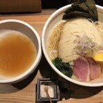 鴨出汁中華蕎麦 麺屋yoshiki - 鴨と地鶏　昆布水細つけ麺(塩)