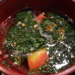 たのたの庵 - モロヘイヤとトマトのすまし汁 2014年7月