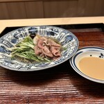 楽心 - 山形牛のしゃぶしゃぶ　水菜　ミネラル大根　田楽味噌