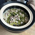 つるよし料理店 - 豚のコンフィーと菜の花の炊き込みごはん