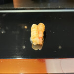 乙女寿司 - 甘エビ。ねっとりと甘い。