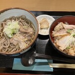 比内地鶏と肉そば 蕃山 - 炊き込みご飯&肉そば(冷)