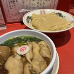 カドヤ食堂 - つけそば並、豚足トッピング、味玉