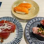 神田江戸ッ子寿司 スマートレーン北口店 - 生サーモン、カツオ、ねぎとろ2種