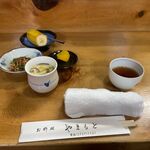 お料理やまもと - お昼の定食 鮭の塩やき 1400円前菜