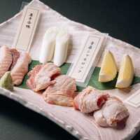 地鶏、シャモ、鴨の盛り合わせ