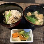 旬彩 かみむら - 炊き込みご飯、お清汁、香の物