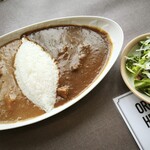 函館カレー エクスプレス - あいがけカレー(ライス普通、ルー大盛り)、サラダ