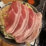 月島もんじゃ もへじ - モダン焼き作る途中
