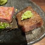 万両 肥後橋店 - 塩特選ロースステーキ風→山葵醤油で喰らう