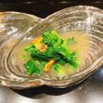 炭とおがわ - 赤貝と菜の花のバター焼き