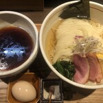 鴨出汁中華蕎麦 麺屋yoshiki - 鴨と地鶏　昆布水細つけ麺(醤油)