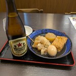 資さんうどん - 赤星瓶ビールとおでん