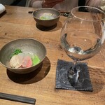 こへると - 先付
                                蛤と春野菜のジュレ掛け