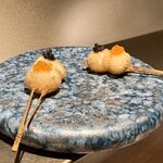 串揚げ･大阪料理 キュイジーヌ･ド･オオサカ - うずらの半熟卵とキャビア