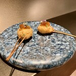 串揚げ･大阪料理 キュイジーヌ･ド･オオサカ - 寒ブリと白菜ポン酢ジュレとシソの花