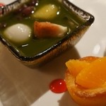 ザ・カワブン・ナゴヤ - 抹茶あんみつと柑橘のタルトレット。