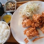 喫茶 俺ん家゛ - 唐揚げのチリマヨソース 定食　750円　2014/07
