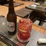 たぴおか食堂 - ネ！びっくりでしょ((((；ﾟДﾟ))))ミックスベリーのチューハイ の大 隣のビールは大瓶ですよ！