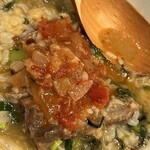 中華そば タンポポ - タンポポめしを中華そばにダイブしての煮干しトマトスープトッピングすること魔改造も旨し♪