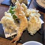 そば草香 - 天ぷら豪華！！白子も牡蠣も海老もたまらん♡