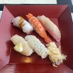 一舞庵 - たこ、蒸しエビ、金目鯛、帆立、いか