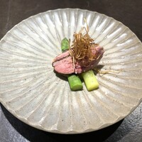 十皿 - 河内鴨のスモークとアスパラ　黄身酢ソース