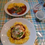 ぽか羅 - 牡蠣カレー、キーマコフタカレーにチーズトッピング