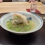 徳ㇵ本也 - きりたんぽ　間人蟹　うすい豆の餡　生姜