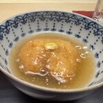 徳ㇵ本也 - ◆揚げ物　トラフグの白子フライ　熱々で白子がトロけます。水分が多い食材ですが衣剥がれもなく美味。自家製ウスターソースはお野菜とフルーツの優しさに溢れた味わい。塩味も程よく全て飲み干しました。美味し〜