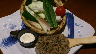 Sennennoutage - 生野菜の炙り魚味噌添え