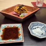 徳ㇵ本也 - お造り❶宮城の本鮪　和歌山のアオリイカ　雲丹