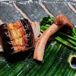 戎座 - 野菜焼き(新玉葱、茄子、しめじ)