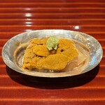 日本料理 別府 廣門 - 醤油和え紋甲烏賊と紫雲丹