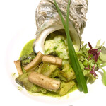 スターゲイト - 三重県産栄螺とエリンギのブルギニオン仕立て　三重県鈴鹿市産米とあおさ海苔のリゾットと共に