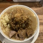 ら～めん はまやま - ヤサイマシ、ニンニク脂マシマシラーメン(上から)