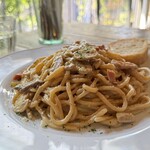 カフェ オトノヴァ - ベーコンとポルチーニのクリームパスタ　絶品