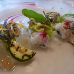 Bistrot Enry. - 鱧と平目のカルパッチョ、レッドビーツソース